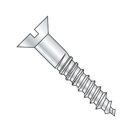 Wood Screw, #8, 3/4 In, Zinc Plated Steel Flat Head Slotted Drive, 5000 PK